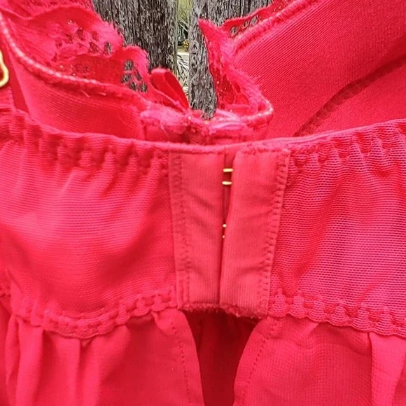 CACIQUE Plus Size Teddy Underwire Red Lace Nightie Babydoll Lingerie 42DDD NWOT - Picture 8 of 12
